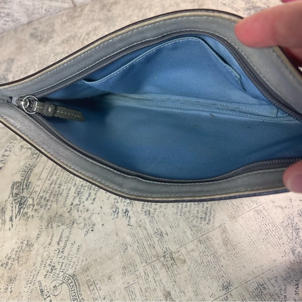 Coach gray leather wristlet